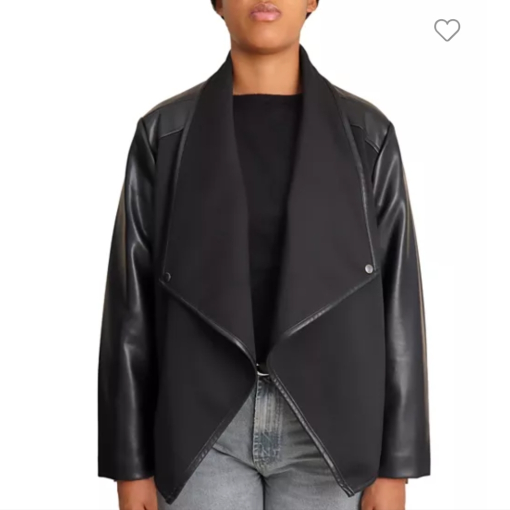 Bagatelle Mixed Media Faux Leather Jacket Size M